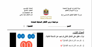 حل درس الأفكار السابقة حول المادة للصف التاسع