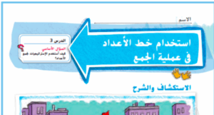 حل درس استخدام خط الاعداد للجمع للصف الاول