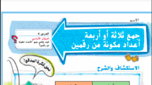 حل درس جمع ثلاثة و اربعة اعداد مكونة من رقمين الصف الثاني