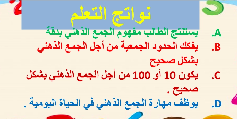 حل درس الجمع ذهنيا رياضيات صف ثالث 1 نواتج التعلم حل درس الجمع ذهنيا رياضيات صف ثالث