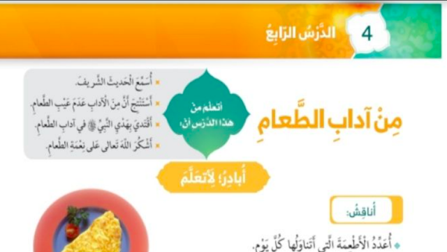 حل درس من آداب الطعام للصف الاول 1 حل درس من آداب الطعام للصف الاول