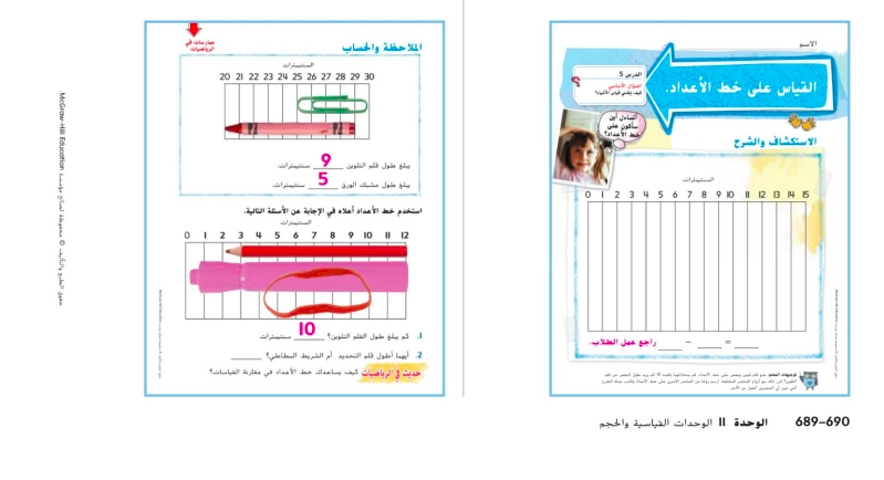 حل درس القياس على خط الأعداد رياضيات صف ثاني 1 حل درس القياس على خط الأعداد