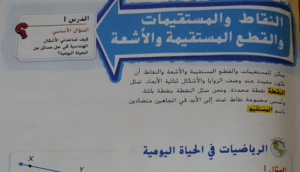 حل درس النقاط والخطوط المستقيمة و القطع المستقيمة والاشعة للصف الثالث