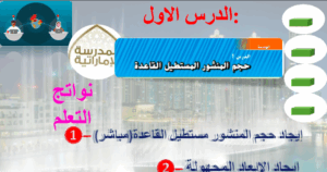 حل درس حجم المنشور المستطيل القاعدة للصف السادس