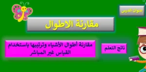 حل درس مقارنة الأطوال رياضيات الصف الأول