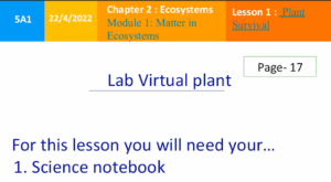 حل درس Lab Virtual Plant علوم خامس منهج انجليزي