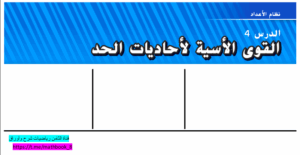 حل درس القوى الاسية لأحاديات الحد للصف الثامن