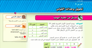 حل درس تحويل وحدات القياس للصف السادس