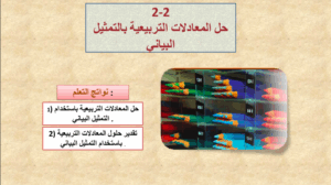 حل درس حل المعادلات التربيعية بالتمثيل البياني للصف العاشر