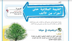 حل درس القيمة المكانية حتى منزلة اجزاء من الالف للصف الخامس