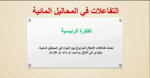 حل درس التفاعلات في المحاليل المائية للصف العاشر