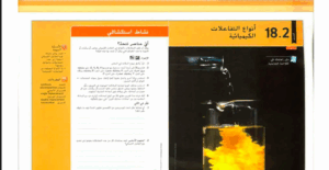 حل درس أنواع التفاعلات الكيميائية للصف الثامن