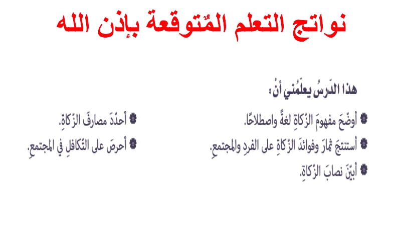 حل درس الزكاة في الاسلام للصف التاسع
