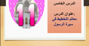 حل درس معالم التخطيط في سيرة الرسول للصف الحادي عشر