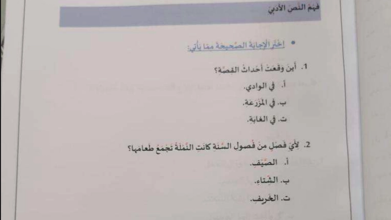 نواتج التعلم امتحان نهاية الفصل الاول اللغة العربية للصف الثاني