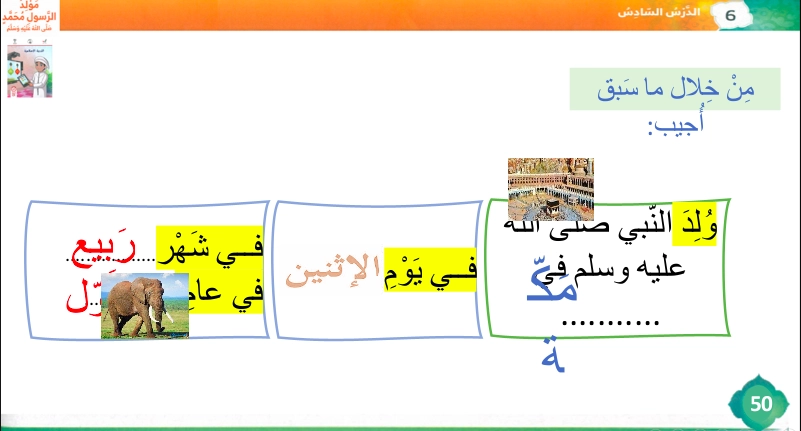 أهداف حل درس مولد الرسول صلى الله عليه وسلم