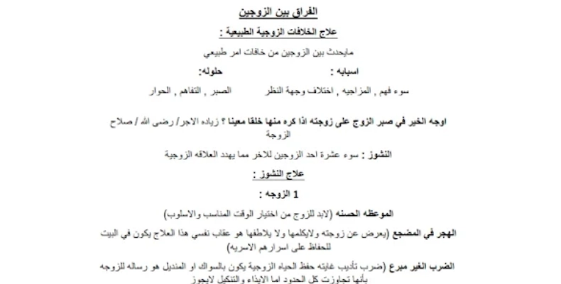 تلخيص درس الفراق بين الزوجين 2 تلخيص درس الفراق بين الزوجين