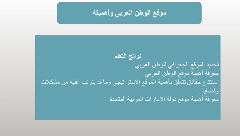 حل درس موقع الوطن العربي وأهميته للصف التاسع