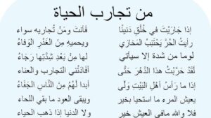 شرح قصيدة من تجارب الحياة
