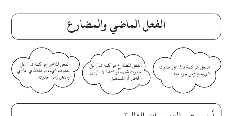 نواتج التعلم تدريبات على الفعل الماضي والمضارع