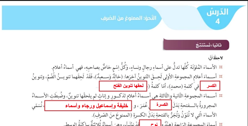 أهمية حل درس الممنوع من الصرف