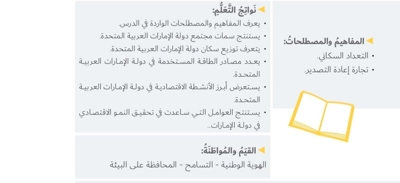 أهداف حل درس الخصائص البشرية لدولة الامارات