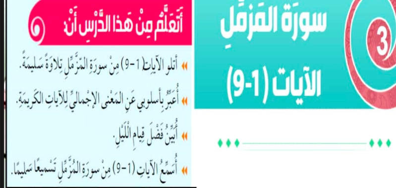 اهداف حل درس سورة المزمل