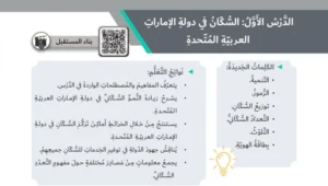حل درس السكان في دولة الامارات العربية المتحدة اجتماعيات صف رابع