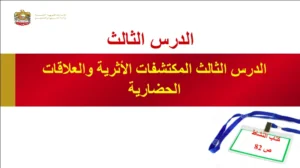 حل درس المكتشفات الأثرية والعلاقات الحضارية اجتماعيات حادي عشر