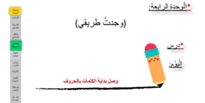 حل درس وصل بداية الكلمات بالحروف لغة عربية الصف الثالث