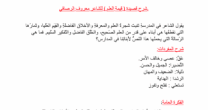 شرح قصيدة قيمة العلم