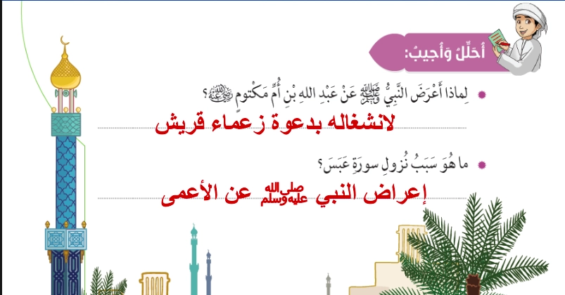 ملخص حل درس سورة عبس