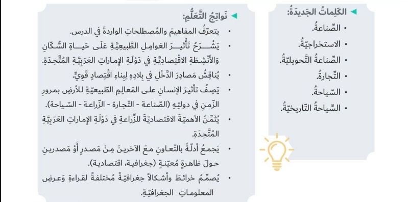 حل درس الانشطة الاقتصادية في دولة الامارات اجتماعيات صف رابع 1 نواتج التعلم حل درس الأنشطة الاقتصادية في دولة الإمارات
