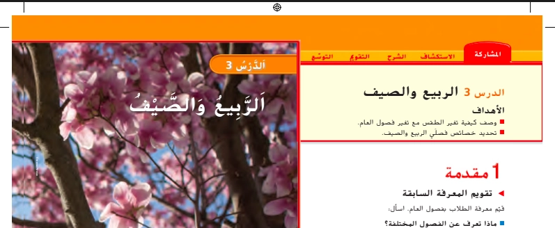 نواتج التعلم حل درس الربيع والصيف