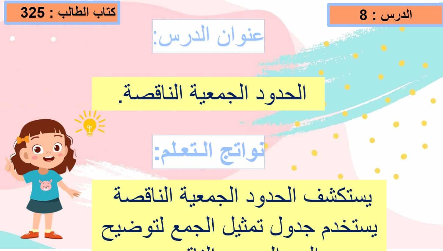 نواتج التعلم حل درس الحدود الجمعية الناقصة