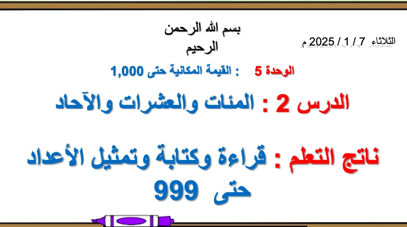 حل درس المئات والعشرات والآحاد رياضيات صف ثاني 1 نواتج التعلم حل درس المئات والعشرات والآحاد رياضيات صف ثاني