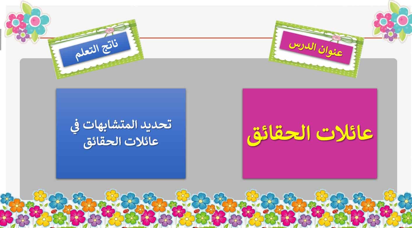 حل درس مجموعات الحقائق رياضيات الصف الأول 1 نواتج التعلم حل درس مجموعات الحقائق