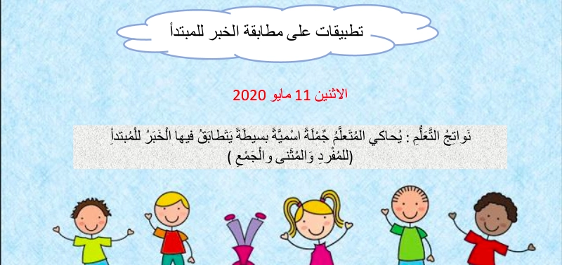 نواتج التعلم حل درس مطابقة الخبر للمبتدأ لغة عربية صف ثاني