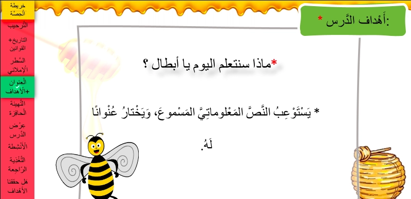 نواتج التعلم حل درس النحل لغة عربية صف ثاني