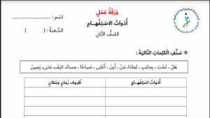 ورقة عمل عن ادوات الاستفهام 5 ورقة عمل عن ادوات الاستفهام