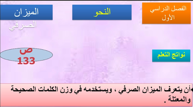 بوربوينت الميزان الصرفي للصف التاسع 1 بوربوينت الميزان الصرفي للصف التاسع