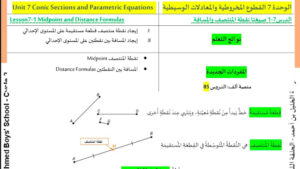 حل درس صيغتا نقطة المنتصف والمسافة للصف الثاني عشر