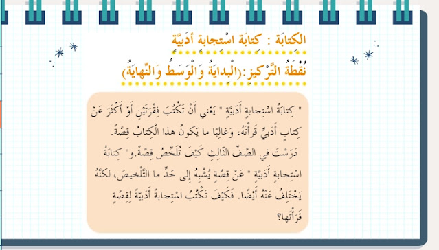 حل درس كتابة استجابة ادبية للصف الرابع 1 حل درس كتابة استجابة ادبية للصف الرابع