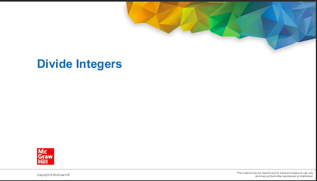 حل درس Divide Integers الرياضيات المتكاملة الصف السابع