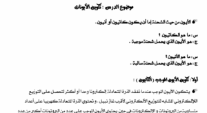 حل درس تكون الأيون كيمياء للصف العاشر 9 حل درس تكون الأيون كيمياء للصف العاشر